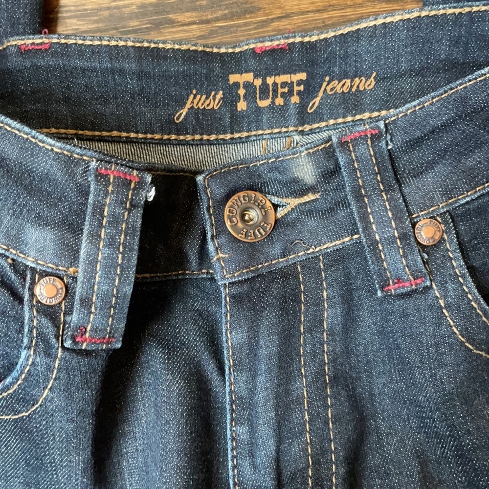 Cowgirl Tuff Women's Dark Wash Boot Cut Jeans - Black/Dark Indigo - Picture 12 of 13